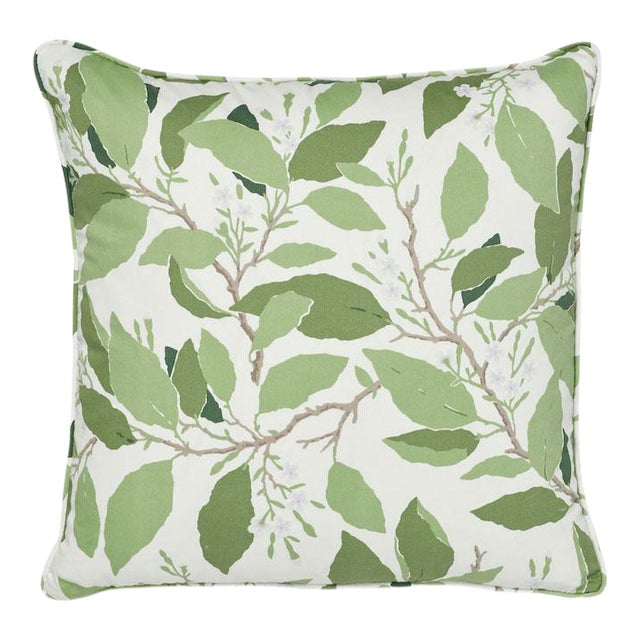 Schumacher X Miles Redd Dogwood Leaf 18" Pillow in Ivory For Sale