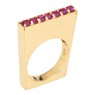 Vintage Tiffany & Co Square Ruby & 18k Yellow Gold Ring Size 6 For Sale