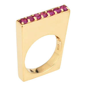 Vintage Tiffany & Co Square Ruby & 18k Yellow Gold Ring Size 6