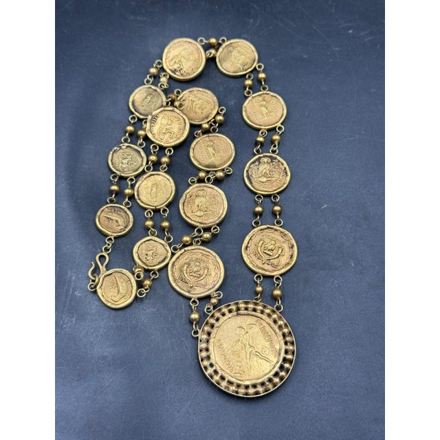 Classical Roman Bochic "Roman" Vintage Roman Pure Gold Coin Necklace Set 18K Gold For Sale - Image 3 of 18