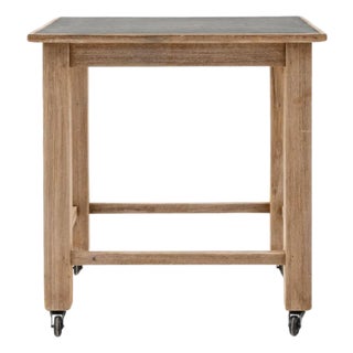 20th Century Belgian Wooden Side Table on Wheels For Sale