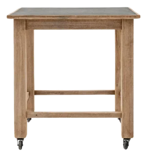 20th Century Belgian Wooden Side Table on Wheels