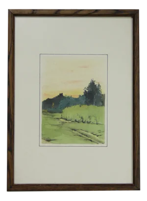 Marc Van Schil, Landscape, 1960s, Watercolor, Framed
