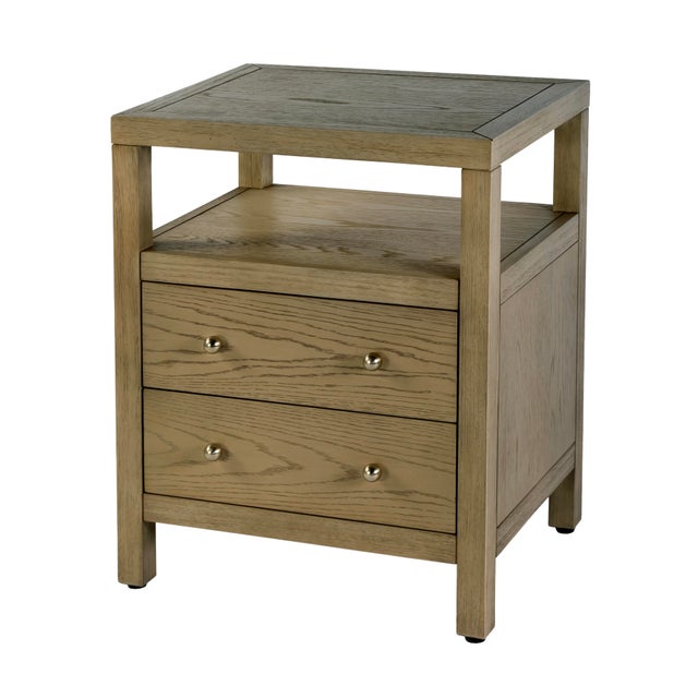 Nora 21 in. W Rectangular Wood 2 Drawer Nightstand with Open Shelf, Light Oak For Sale - Image 10 of 10