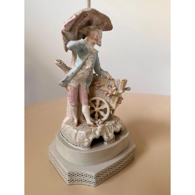 Pair of Antique Bisque Electric Table Lamps For Sale - Image 4 of 12