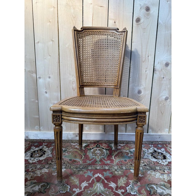 Vintage Louis XVI Style Cane Chairs, 1970s, Set of 6 For Sale - Image 4 of 11