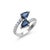 Blue 14k White Gold Matched 2 Pear-Shaped Sapphire and Diamond Cross Ring, Size 6.25 For Sale - Image 8 of 9