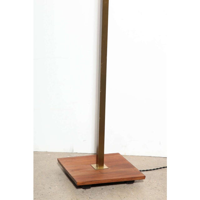 Nessen Studios Brass & Walnut Floor Lamp With Milk Glass Liner Shade, 1950's For Sale - Image 9 of 13