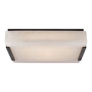 Kelly Wearstler for Visual Comfort Signature Covet Medium Flush Mount in Bronze with Alabaster For Sale