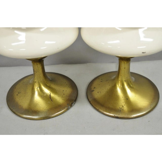 Vintage Rembrandt Hollywood Regency Brass & Porcelain Sculpted Table Lamp Pair For Sale - Image 9 of 13