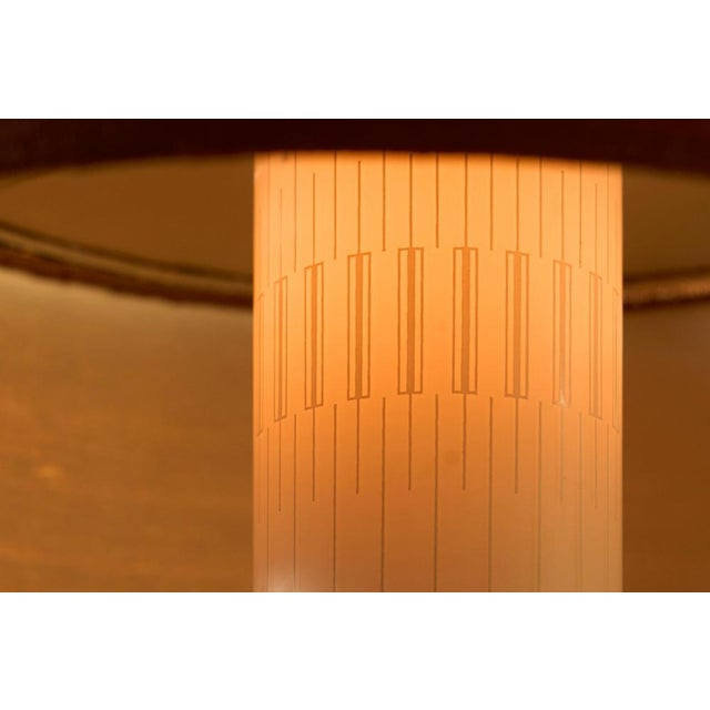 Mid-Century Table Lamp in Copper and Glass with Fabric Shade, 1960s For Sale - Image 4 of 11