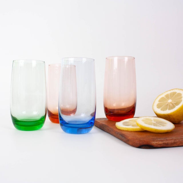 Bring a touch of playful Italian elegance to your table with this beautiful set of four vintage Italian drinking glasses,...