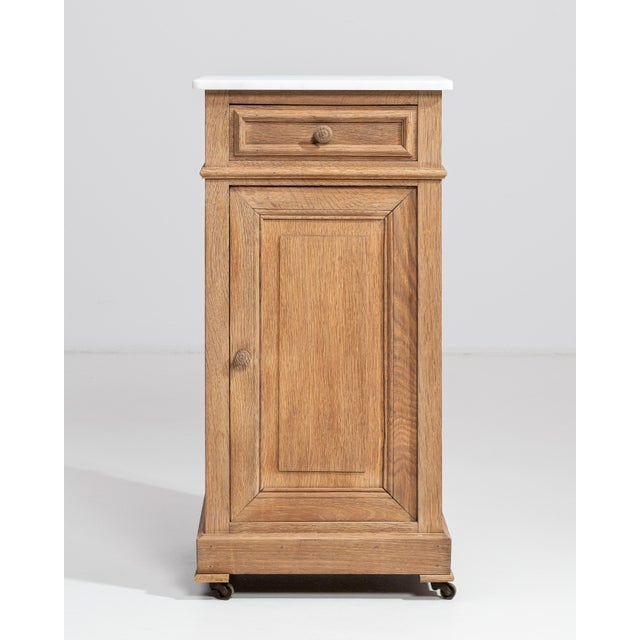 Early 20th Century Oak Marble-Top Side Table On Casters For Sale - Image 12 of 14