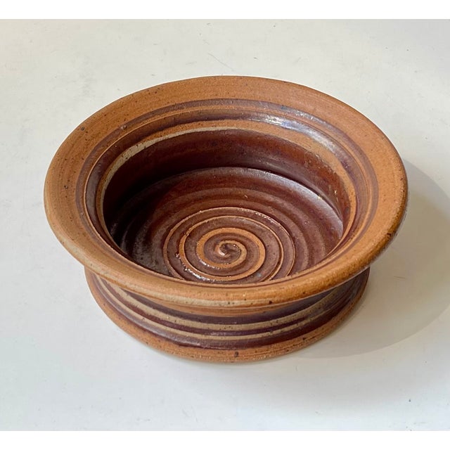Danish Modern Stoneware Bowl with Spiral Glaze by Tue Poulsen, 1970s For Sale - Image 10 of 10