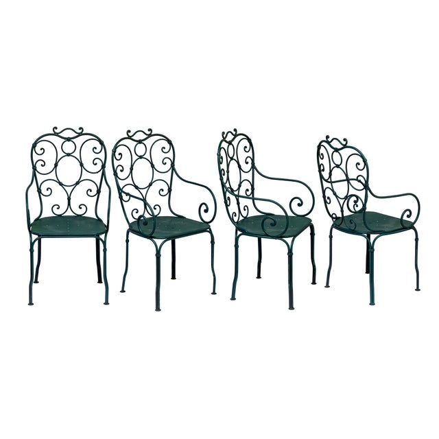 Antique Garden Table & Chairs, Set of 5 in Dark Green. The Chairs are crafted with iron and metal seats in a beautiful and...