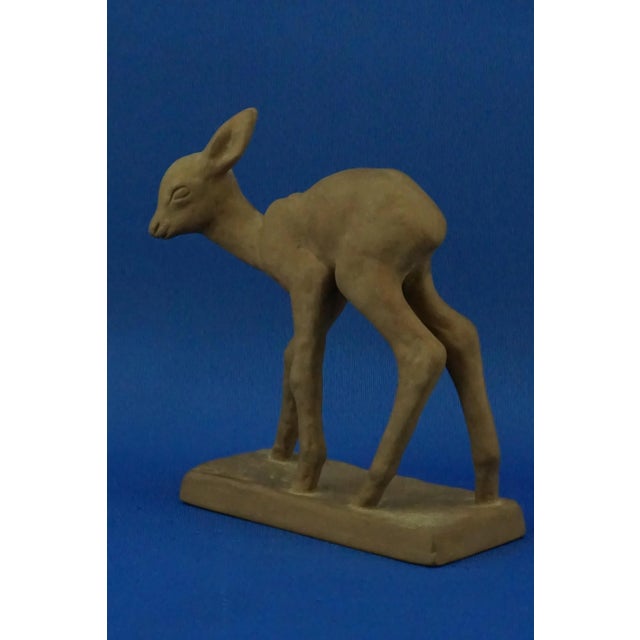 20th Century Art Deco Sculpture of a Fawn in Majolicated Terracotta by Else Bach for Karlsruhe, Germany For Sale - Image 9 of 18