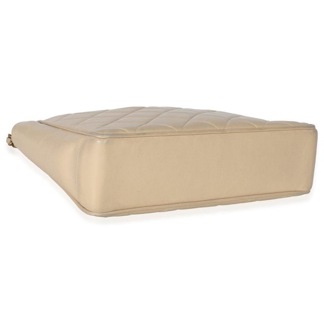 Animal Skin Vintage Beige Quilted Lambskin CC Shoulder Tote For Sale - Image 7 of 9