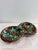 Mid-Century Modern Vintage Mid-Century Brown & Aqua Double Bowl Ceramic Ashtray For Sale - Image 3 of 7