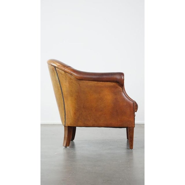 Sheep Leather Club Chair with Decorative Nails For Sale - Image 3 of 13