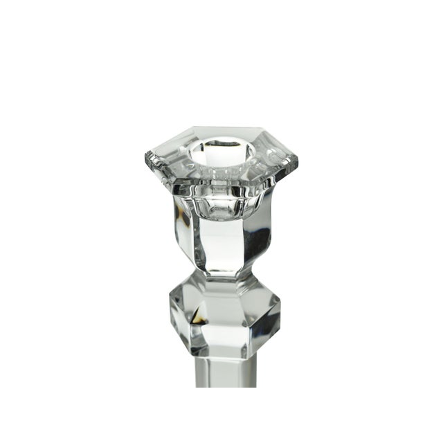 Mid-Century Modern Late 20th Century Val St Lambert Single Light Candlestick Gardenia Candle Holder Belgium - a Pair For Sale - Image 3 of 5