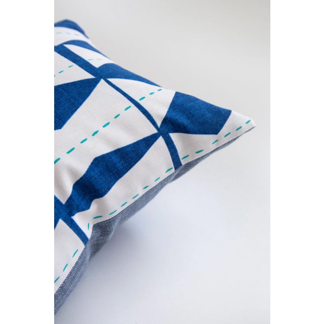 Contemporary Blue Diamond Pillow For Sale - Image 4 of 5