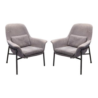 Camerich Noble Grey Lounge Armchairs Vintage MCM Style Contemporary Modern - A Pair For Sale