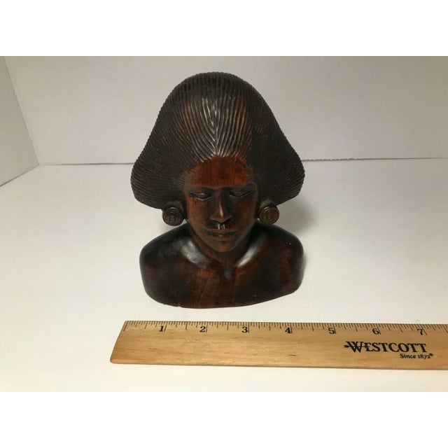 Wood Vintage 1970s Hand Carved Wooden Woman Figurine Bust Balinese From Bali, Indonesia For Sale - Image 7 of 9