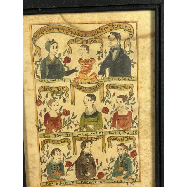 Capturing the soulful charm of early American design, this original watercolor painting by noted Pennsylvania folk artist...