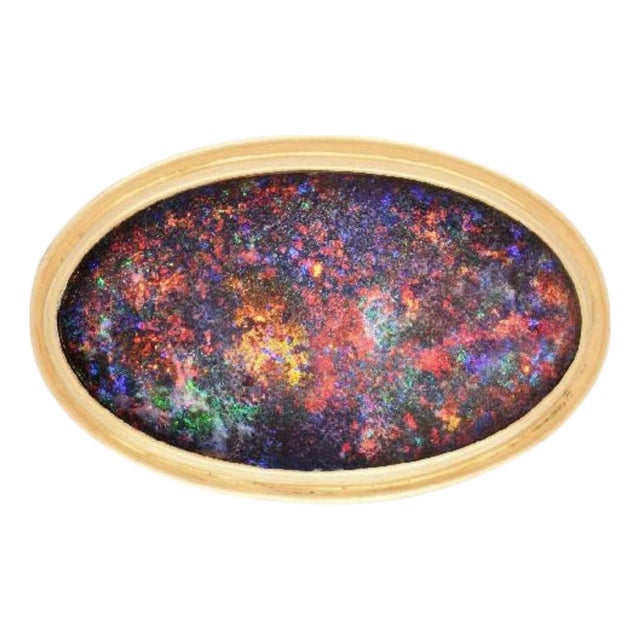 Gia Certified Oval Black Opal 18k Gold Pendant and Pin For Sale