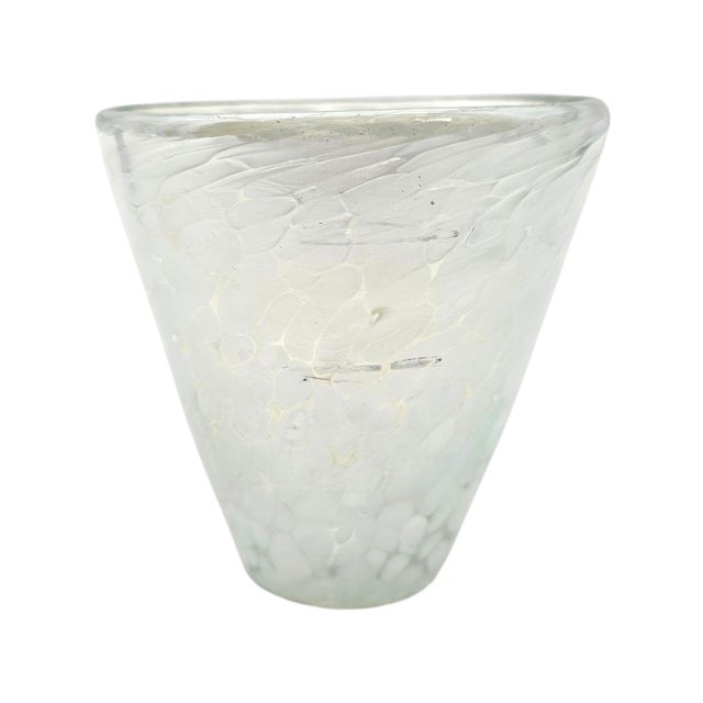 Set of Four Hand-Blown Frit Glass Tumblers in Blue and White For Sale - Image 12 of 14