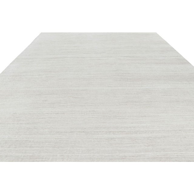 2010s Rug & Kilim’s Oversized Textural Rug in Solid White, Beige and Cream Striae For Sale - Image 5 of 8