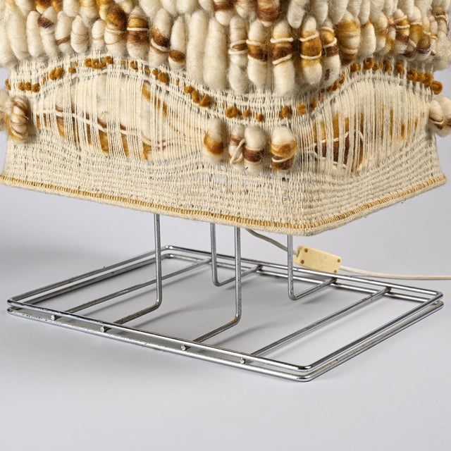 Metal Woven Textile and Chrome Table Lamp by Max Sauze, 1970 For Sale - Image 7 of 9