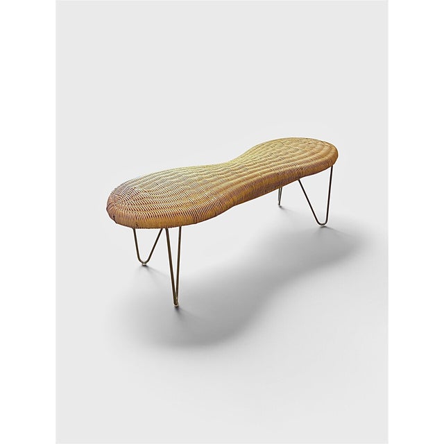Wood Vintage Peanut Wicker Bench from Ikea, Sweden, 1990 For Sale - Image 7 of 7