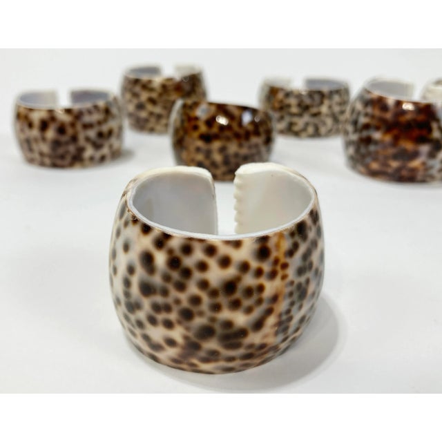 Late 20th Century Vintage Tiger Cowrie Shell Napkin Rings, S/10 For Sale - Image 5 of 9