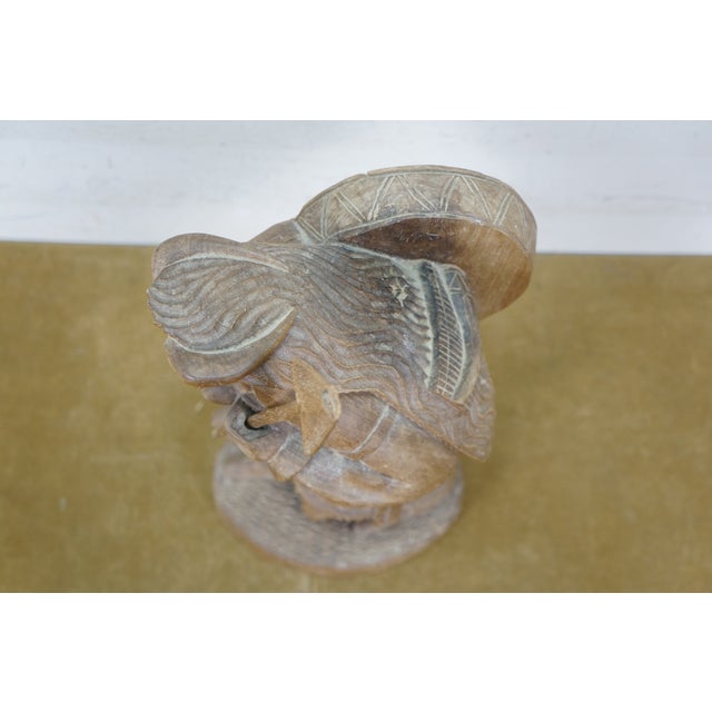 Mid 20th Century Ecuadorian Folk Art Carved Mahogany Inca Warrior Sculpture Statue 19" For Sale - Image 13 of 16