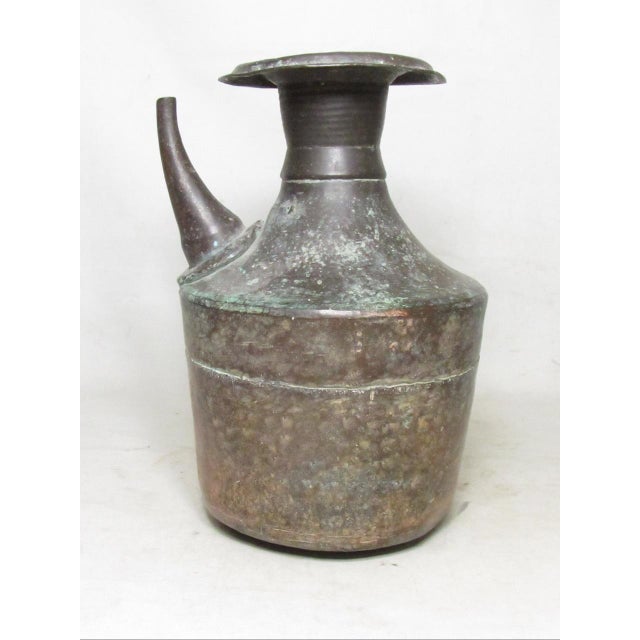 Rustic Persian Copper Ewer For Sale - Image 4 of 16