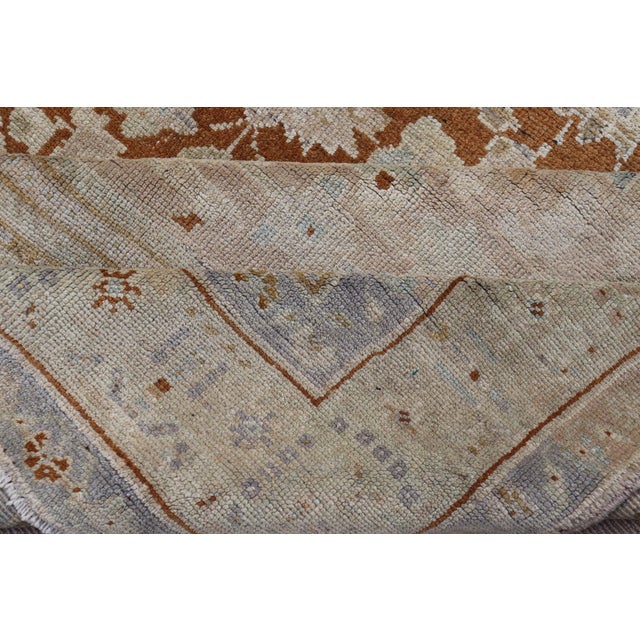Vintage Turkish Oushak Rug in Brown, Pale Green, Taupe & Taupe Light Purple For Sale - Image 16 of 17
