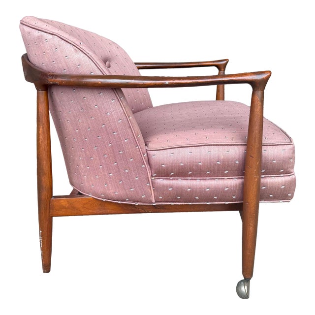Pink Finn Andersen for Selig Barrel-Back Lounge Chair With Wood Frame For Sale