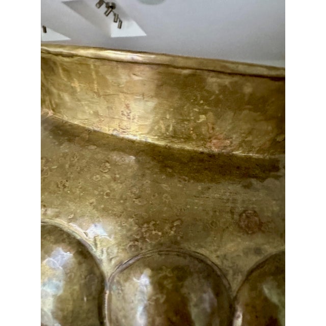 Italian Hammered Brass Scalloped Jardinière Planter For Sale - Image 10 of 15