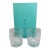 1980s Tiffany Rock Cut Crystal Double Old Fashioned Glasses Set of 2 w/box For Sale