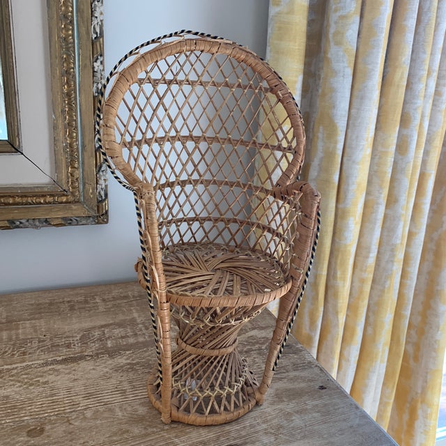 Miniature Rattan Wicker Peacock Chair Plant Stand Chairish