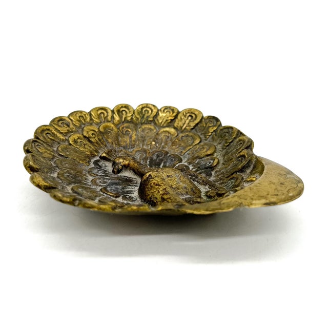 Vintage English Brass Peacock Catchall/ Dish/ Vide Poche — Hollywood Regency / English Traditional For Sale - Image 9 of 10
