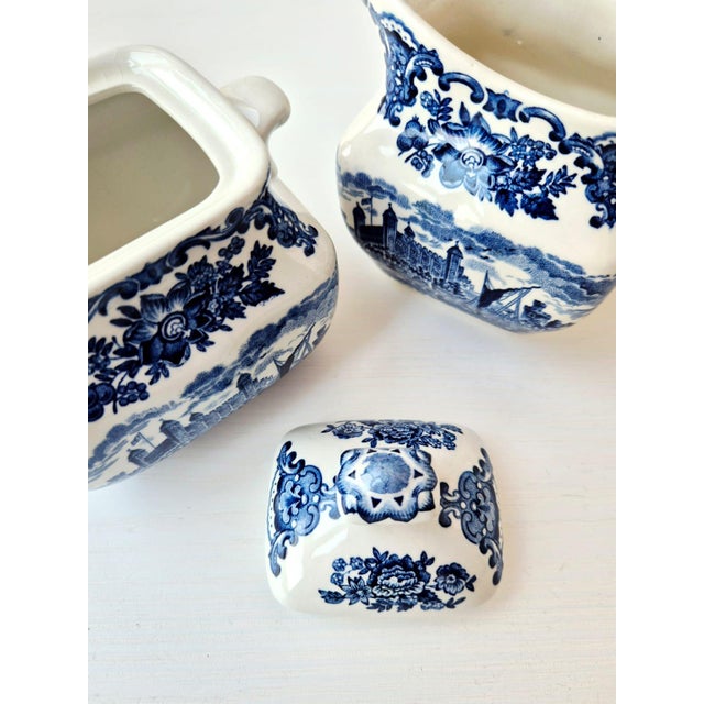 Vintage English Sugar Bowl and Creamer Set by Enoch Wedgwood, 1960s, Set of 2 For Sale - Image 3 of 6