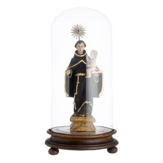 Religious Artist, Saint Anthony with the Child Jesus, 19th Century, Wood & Silver For Sale