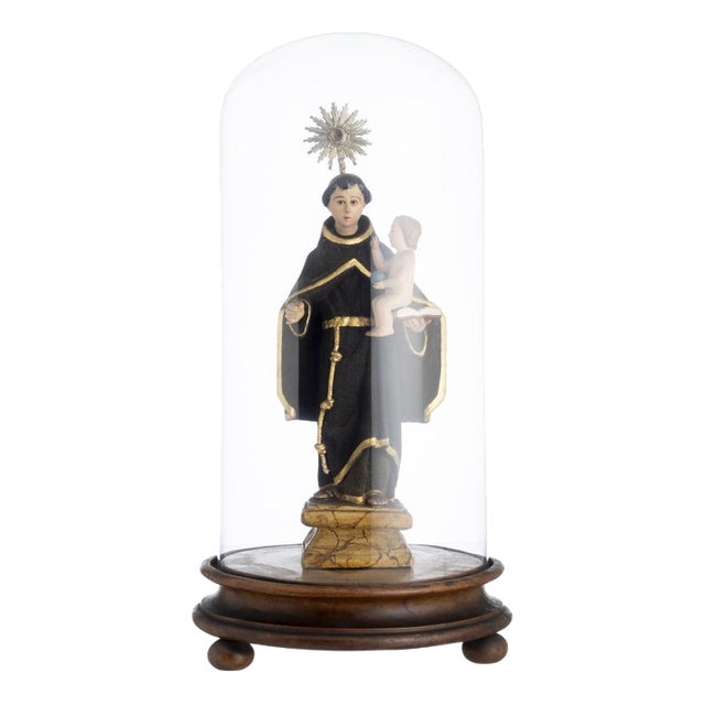 Religious Artist, Saint Anthony with the Child Jesus, 19th Century, Wood & Silver For Sale