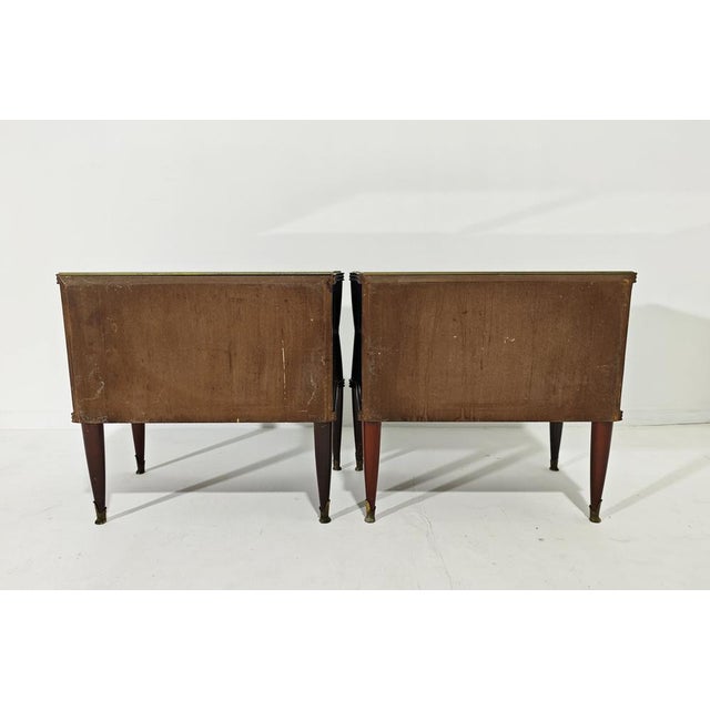Italian Bedside Tables in Wood, Glass, and Brass in the style of Vittorio Dassi, 1950s, Set of 2 For Sale - Image 18 of 18