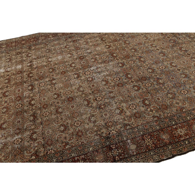 Sand Antique Hamadan Wool Rug | Distressed Muted Earth Tones Oversized Runner / Gallery Rug For Sale - Image 8 of 11