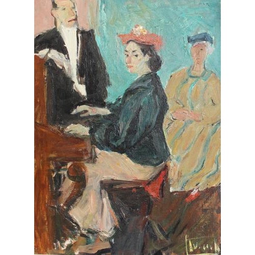 Carlo Striccoli, Figure at the Piano, 1960s, Oil on Board, Framed For Sale - Image 15 of 17