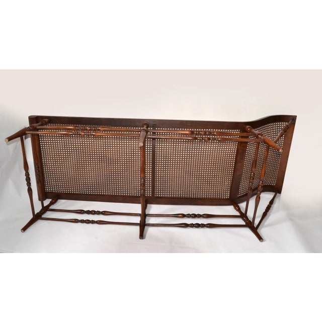 British Colonial Handwoven Cane Turned Wood Spindle Frame Chaise Lounge Daybed For Sale - Image 10 of 13