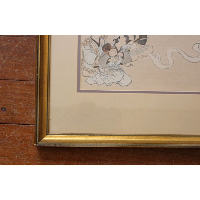 Late 19th Century Late 19th-Early 20th Century Japanese Woodblock Print, the Nunozarashi Dance For Sale - Image 5 of 5